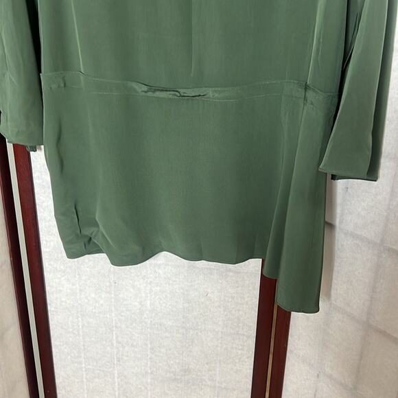 TIBI 100% SILK GREEN MINI BELL SLEEVE‎ DRESS SIZE 0 - Picture 5 of 9